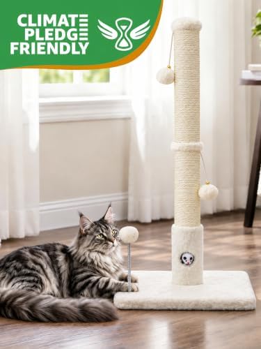 Woochpet Funny Cat Scratching Posts Sturdy Scratcher Posts 33'' Off White - Image 2