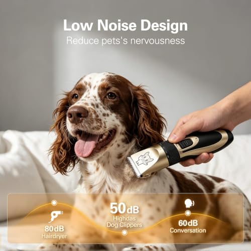 Highdas Dog Clippers for Grooming Low Noise, Cordless Electric Dog Grooming Kit - Image 2