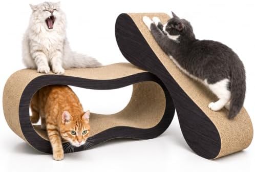 Simple Delxue 2 in 1 Large Cardboard Cat Scratcher Lounger，Cat Scratching Board by SimpleDeluxe