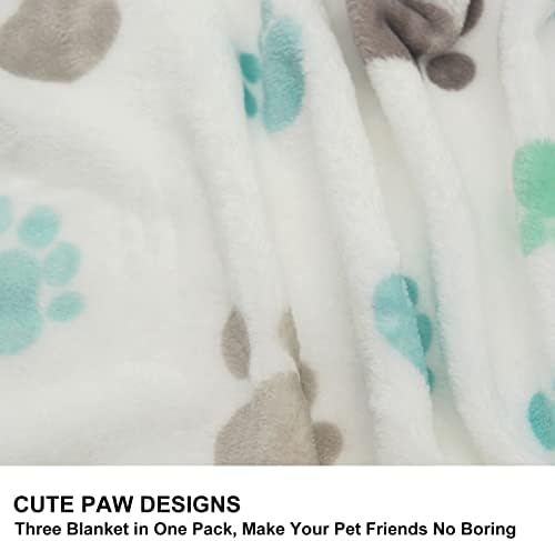 1 Pack 3 Puppy Blankets Super Soft Warm Sleep Mat Cute PAW Print Blanket Fleece - Image 4