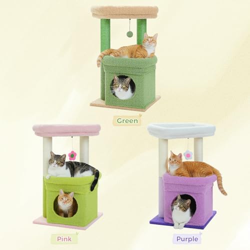 PEQULTI Small Cat Tree Tower for Indoor Cats, Sisal Post & Cozy Condo - Image 3