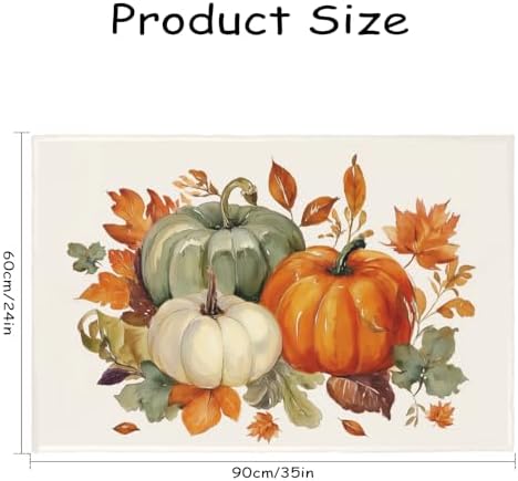 Giwawa Fall Pumpkin Bath Rug Autumn Leaves Bathtub Mat Non Slip Absorbent - Image 3