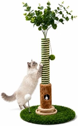 39" Sisal Rotating Cat Scratching Post, Balls & Toy, Indoor Cats by FelineFloy