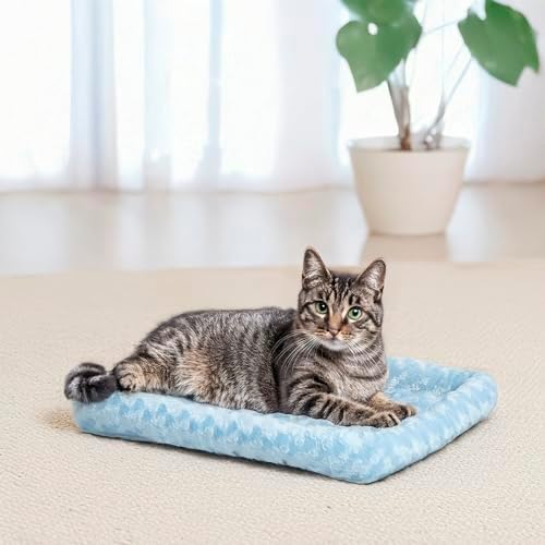 QuietTime by MidWest 18" Dog Crate Bolster Bed, Fashion Blue, Toy Breeds - Image 3
