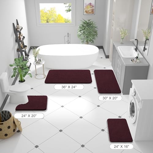 OLANLY Bathroom Runner Rugs 44x24, Soft Absorbent Chenille Bath Rugs, Rubber - Image 2
