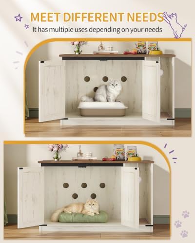 Hzuaneri Cat Litter Box Enclosure, Hidden Litter Box Cabinet Furniture - Image 6