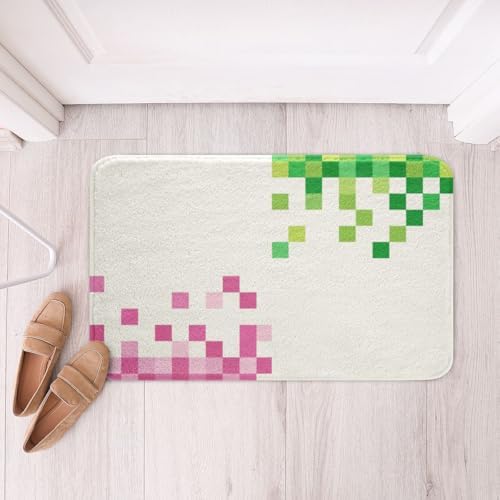 Pixelated Style Bath Rug, Gamepad Miners Video Games Shaggy Absorbent Non Slip by Manfei