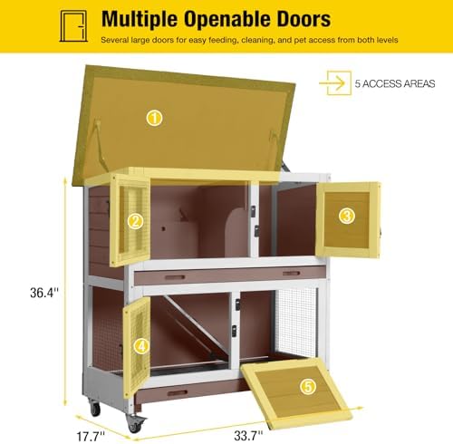 Aivituvin 36" Rabbit Hutch Bunny Cage Indoor Outdoor Guinea Pig Cage 2 Story - Image 2
