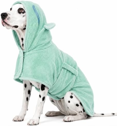 Dog Bathrobe, Fast Drying Coat, Super Absorbent Bath Towel Green S by ADNIKIA