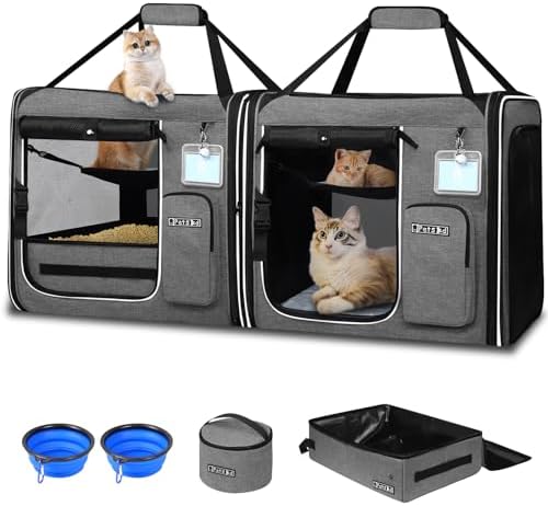 Petskd 2 in 1 Double Cat Car Travel Carrier by Petskd