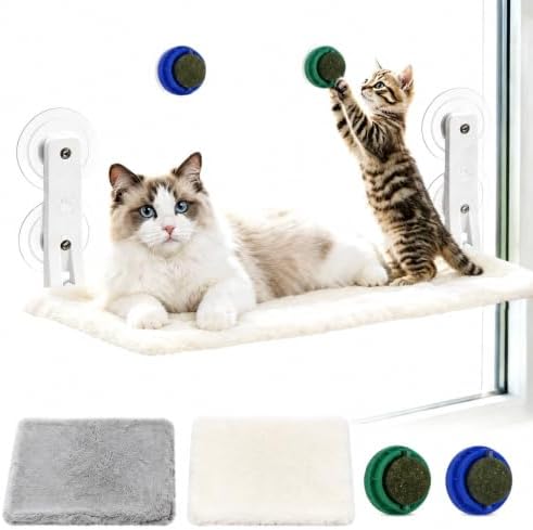 Cat Window Perch Hammock with 2 Washable Plush Covers, Cozy Window Bed by Unknown