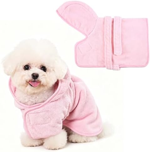 Dog Bathrobe Towel with Hood Super Absorbent Pet Bath Robe by PetClothes