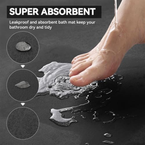 MontVoo -Bath Mat Rug-Rubber Backing Non Slip Quick Dry Absorbent Thin Bathroom - Image 2