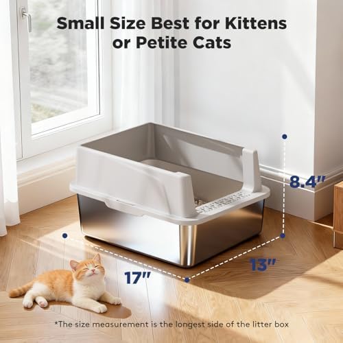 FURTIME 2 Pack Stainless Steel Cat Litter Box - Image 3
