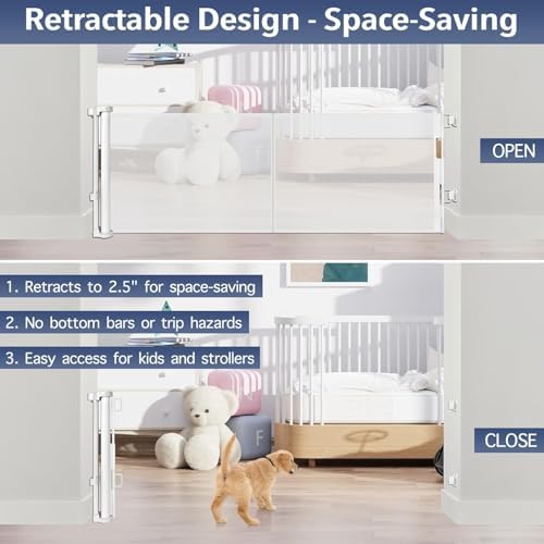 Reinforced 18" Tall 55" Wide Retractable Gate Prevents Crawling Under/White - Image 4
