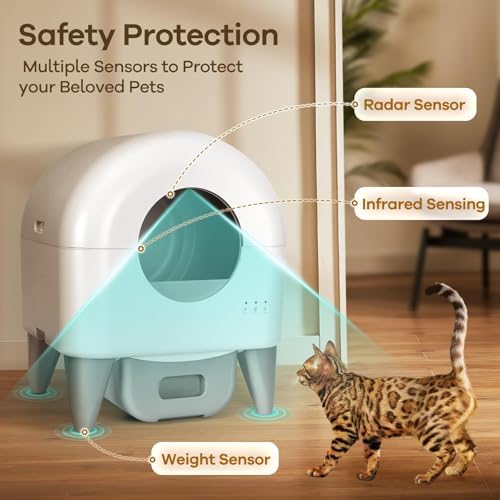 Fumoi Automatic Litter Box, App Control, Safety Sensor, Washable Litter Trays - Image 3