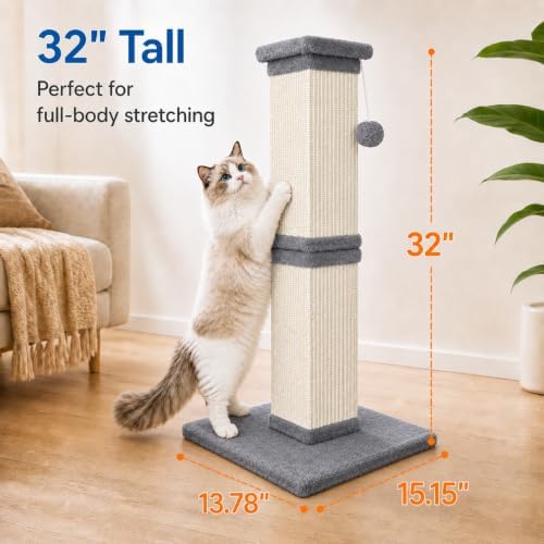 Cat Scratching Post for Indoor Cats, Sisal Cat Scratcherl, 32 Inch - Image 2