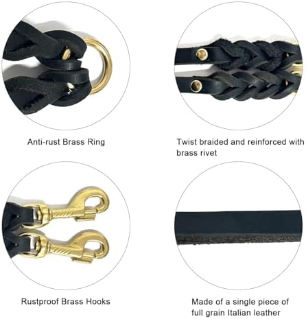 Guiding Star Leather Double Dog Leash - Image 3
