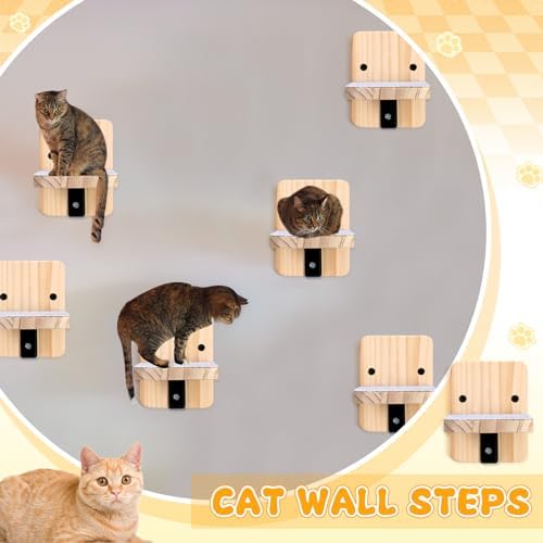 CroBlissful 8 Pack Cat Wall Steps Climbing Shelf Wall Mounted Cat Stairs - Image 3