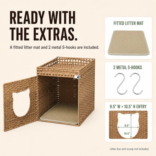 Handwoven Rattan Cat Litter Box Enclosure - Image 5