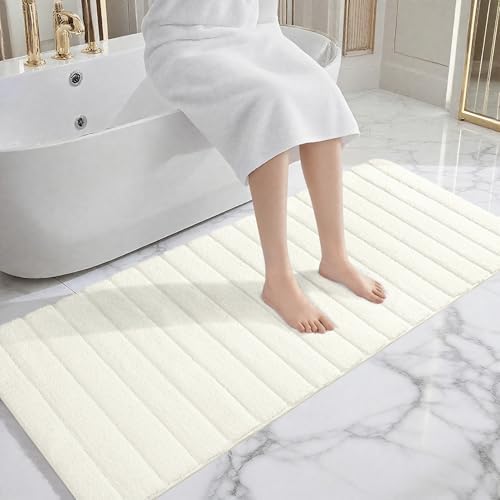 AROGAN Luxury Long Bathroom Runner Rugs 24x72 Inch Bath Rug, Cream White - Image 2