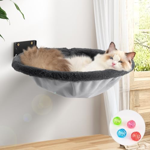 JUNSPOW Cat Hammock Wall Mounted, Foldable & Stable Cat Beds- Breathable Cats by JUNSPOW