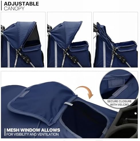 MoNiBloom Pet Stroller for Small/Medium Dogs and Cats up to 33 lbs - Image 5