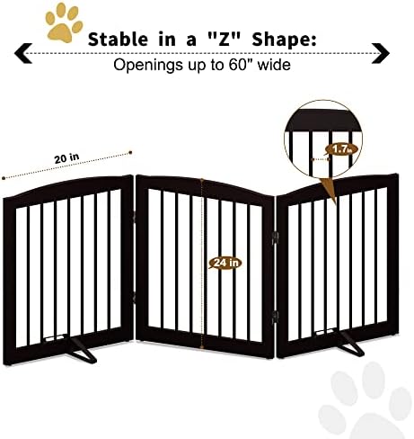 PUPETPO Freestanding Pet Gate for Dogs, Foldable Wooden Dog Gate for House - Image 5