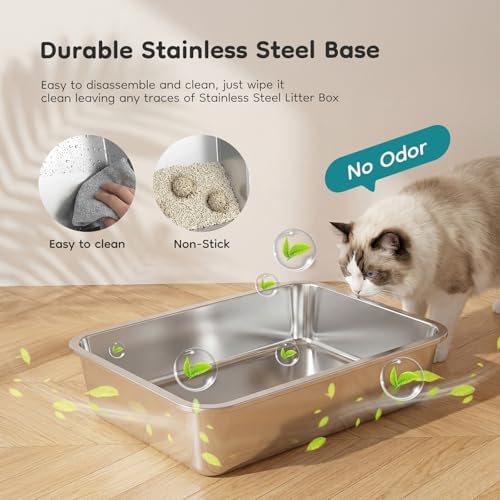 OLIXIS Stainless Steel Enclosed Litter Box - Image 5