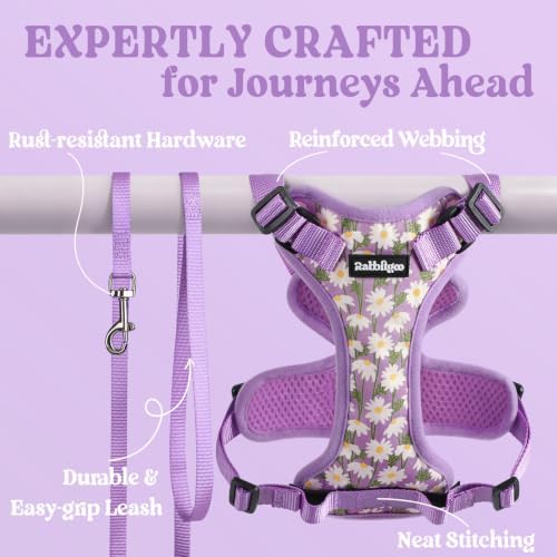 rabbitgoo Cat Harness and Leash Set, Escape Proof Vest, Purr-ple Daisy - Image 7