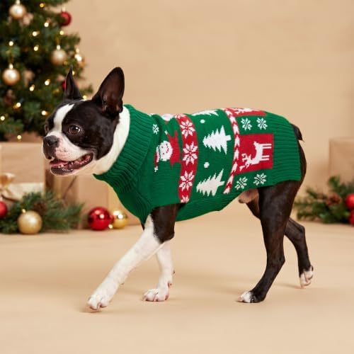 KYEESE Dog Christmas Sweater for Small Dogs, Green Snowman Reindeer - Image 2