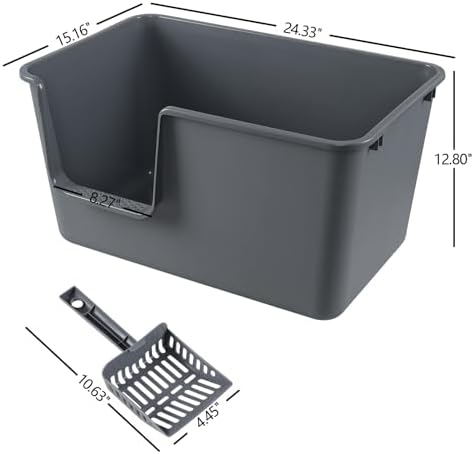 4 Pack Extra Large Plastic High Sides Cat Litter Pan, Open Top Cat Litter Box - Image 2