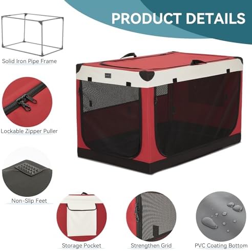 PETSFIT 40" Soft Portable Dog Crate – Patented Spiral Sturdy Frame, Collapsible - Image 5