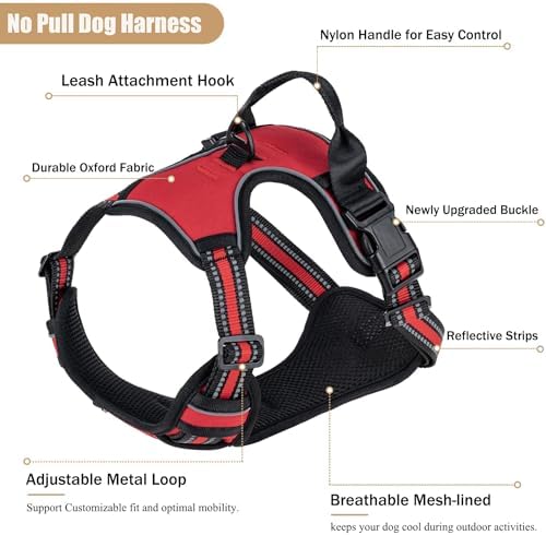 No Pull Dog Harness, Adjustable Reflective Front Clip Pet Vest - Image 2