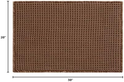 TYUU Waffle Bath Mat, Boho Bathroom Rugs Non Slip, 30x20 Mocha - Image 2