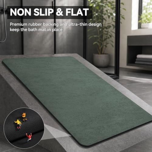 MontVoo -Bath Mat Rug-Rubber Backing Non Slip Quick Dry Absorbent Thin Bathroom - Image 4
