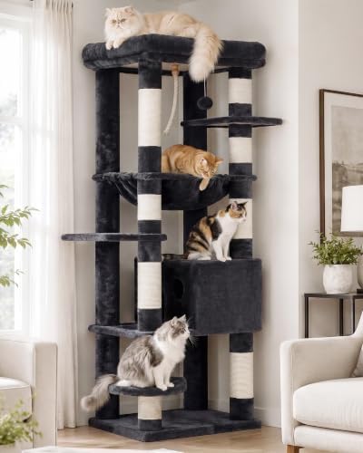 Heybly Cat Tree for Large Cats, 20lbs Heavy Duty, 60 inches XXL HCT050G by HEYBLY