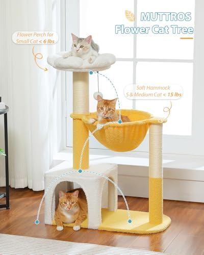 MUTTROS Cute Cat Tree with Flower Top Bed - Image 2
