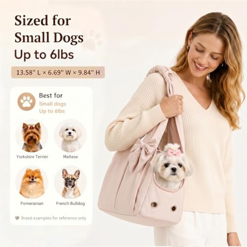 Fashion Dog Purse Carrier for Small Dogs and Cats, Soft-Sided Puppy Tote Bag Up - Image 3