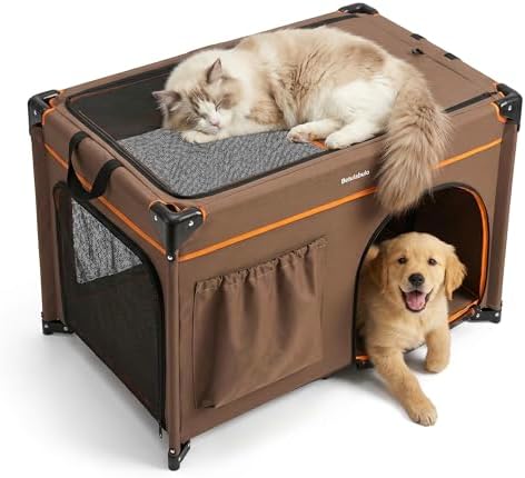 36 Inch Collapsible Travel Dog Crate, 4 Doors & Soft Pet Mat by Betulabulo