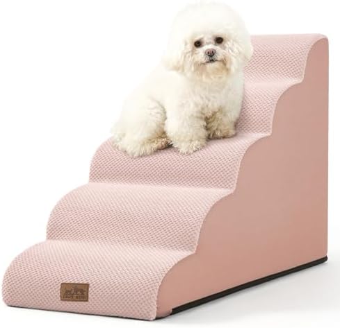 COZY KISS Dog Stairs for Small Dog 22.6" H, 5 Step Pet Ramp for Bed by COZYKISS
