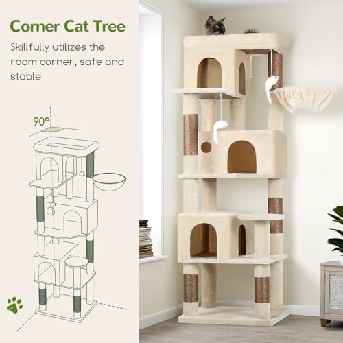 Globlazer F66 Corner Cat Tree, 66in Multi-Level Climbing Tower - Image 3