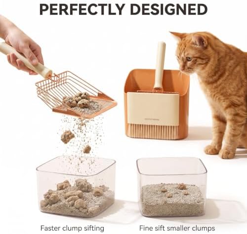 Cat Litter Scoop with Holder, Stainless Steel Litter Box Scoop Set with Stand - Image 4