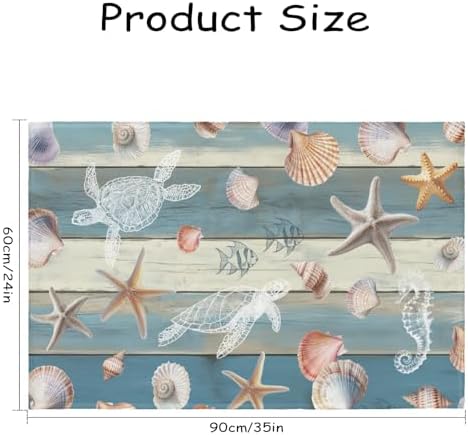 Giwawa Coastal Starfish Bath Rug Summer Sea Turtle Bathroom Carpet Soft Non - Image 3