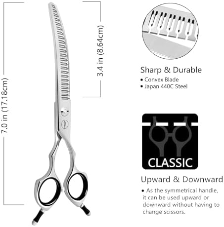 HASHIMOTO Curved Eraser Dog Grooming Scissors, 23 Teeth, 7.0 inch. - Image 2