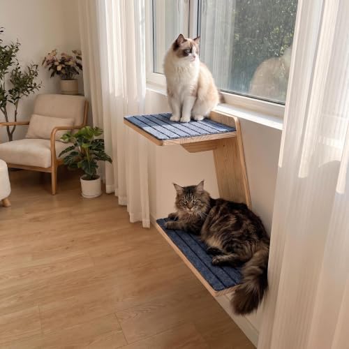 FlyonSea Large Cat Wall Shelves, Solid Wood Wall Mounted Cat Climbing Perch - Image 5