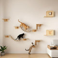 NYEEKOY Cat Wall Shelves, Wood 8-in-1 Cat Wall Furniture Set, Large Cat Shelves by Nyeekoy