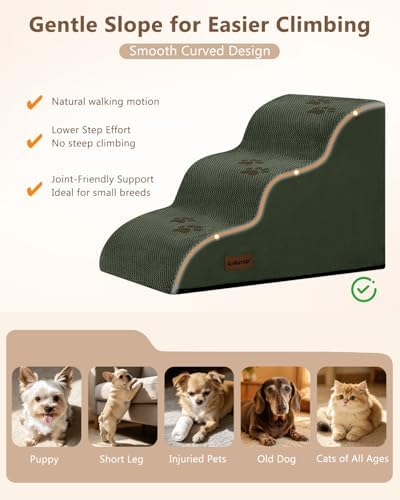 Aodisman Dog Stairs for Small Dogs, 3 Step Dog Ramp for Couch, Non-Slip Steps - Image 5