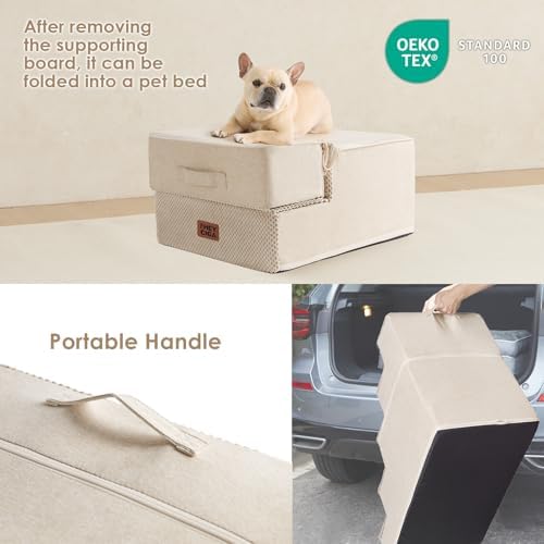 EHEYCIGA Dog Stairs 13.5" H, 3-Step Extra Wide Dog Steps - Image 5