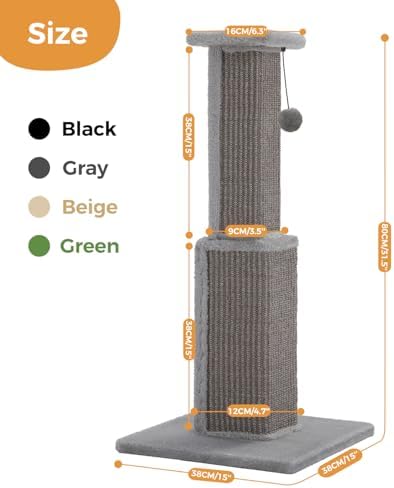 PAWZ Road Cat Scratching Post 32” Tall Square Cat Scratcher - Image 2